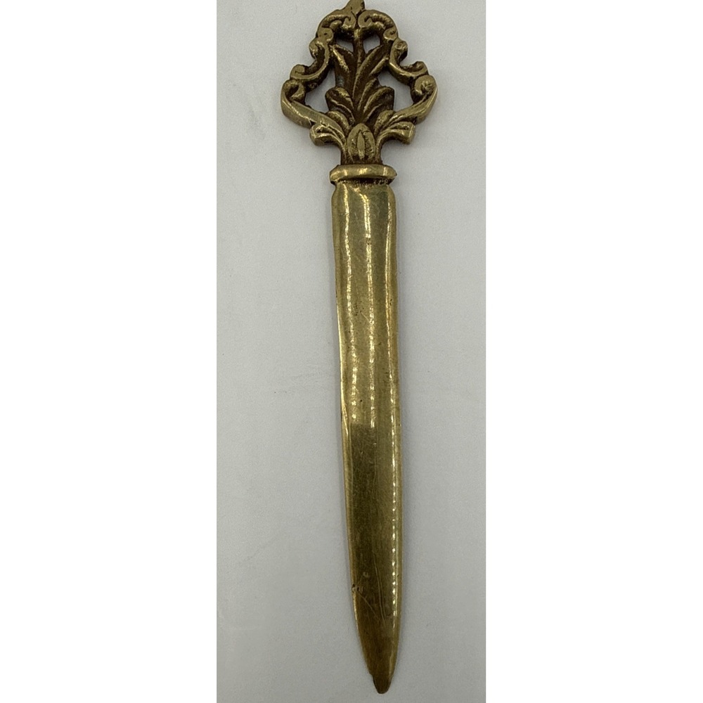 Vintage Brass Letter Opener Floral 7"